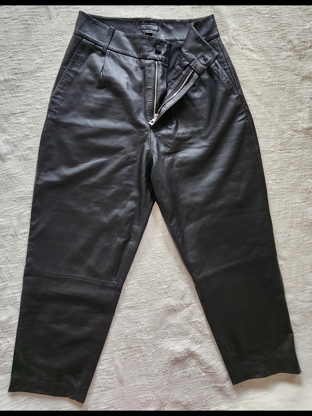 RUDSAK Black Leather Zip-Front Trousers